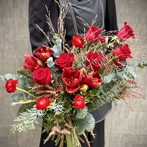 X024 肯亞玫瑰聖誕花束